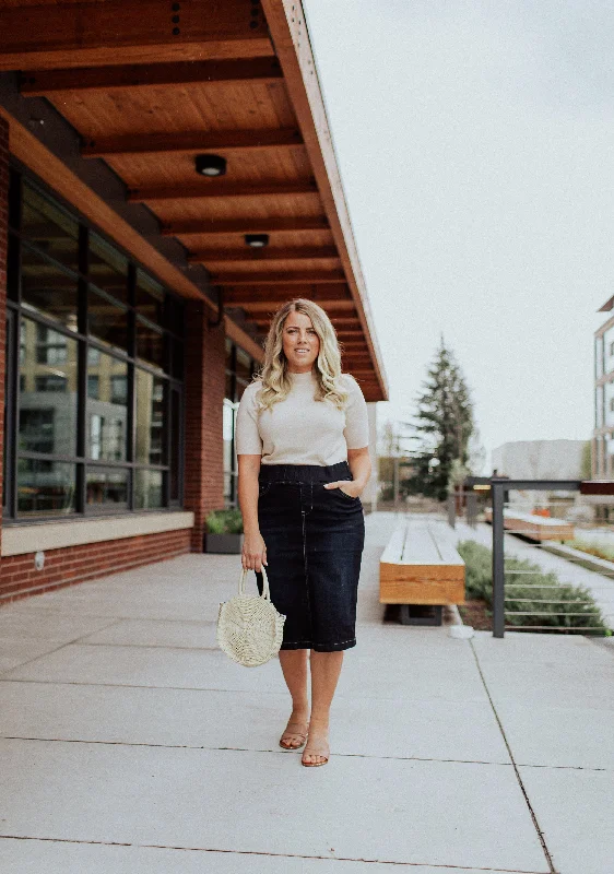 All Day Every Day Denim Skirt in Black