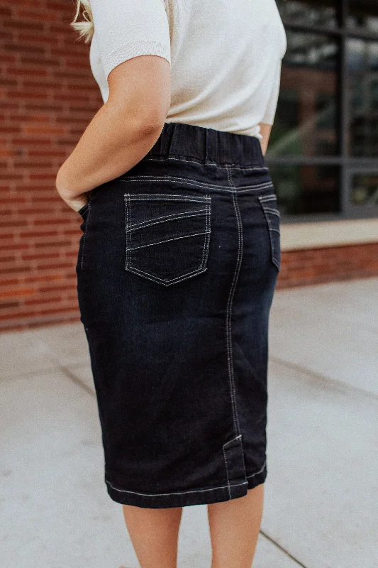 All Day Every Day Denim Skirt in Black