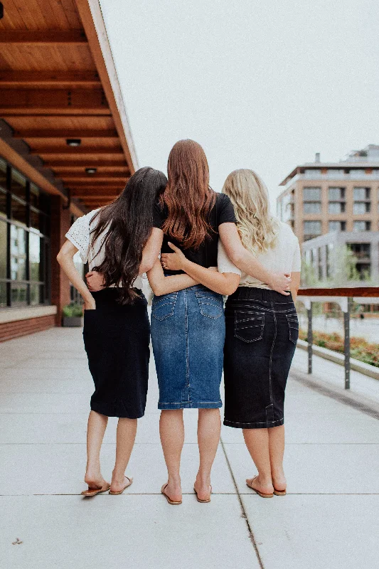 All Day Every Day Denim Skirt in Black