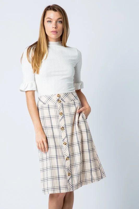 Button Down Plaid Skirt