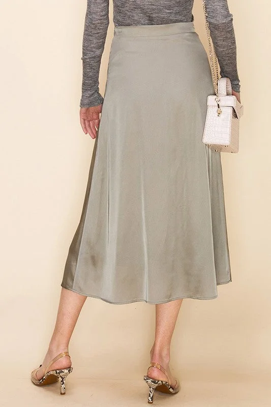 Cassidy Satin Skirt in Sage