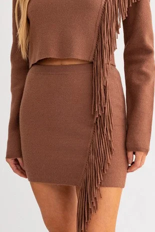 Ellowyn Fringe Knit Mini Skirt