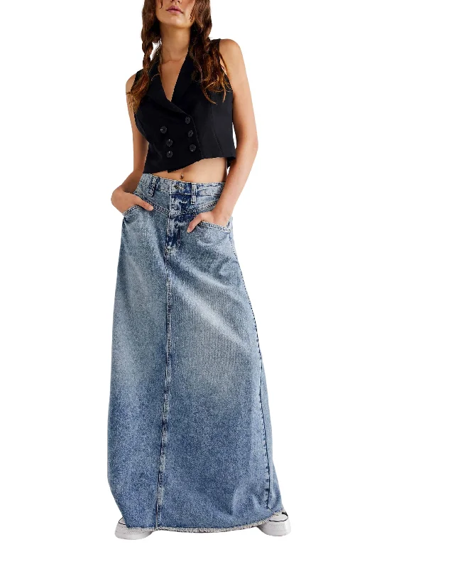 Free People Come As You Are Denim Maxi Skirt