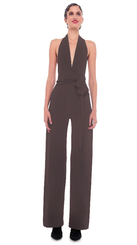 HALTER WRAP STRAIGHT LEG JUMPSUIT