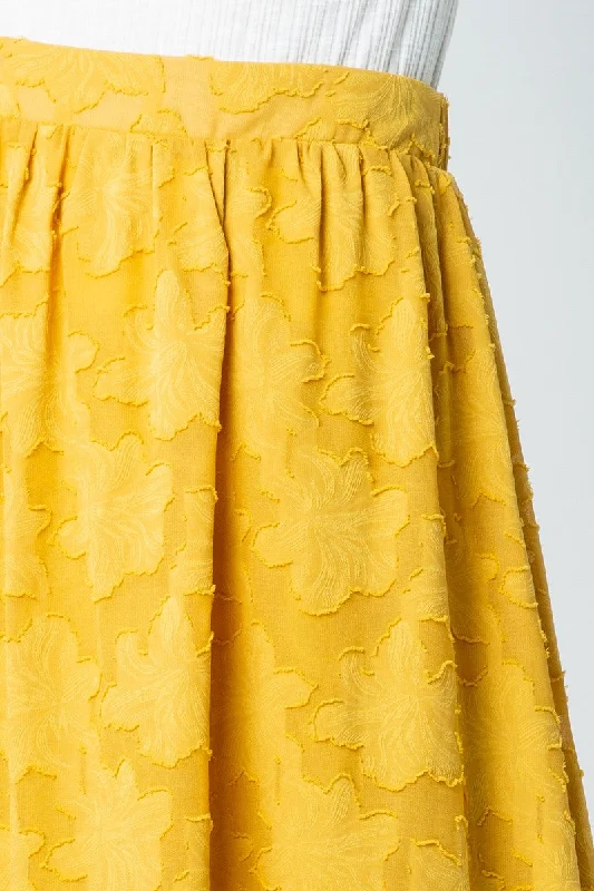 Iris Floral Skirt in Mustard