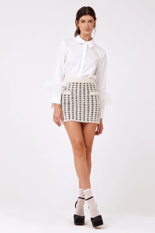 Kenya Houndstooth Knit Mini Skirt