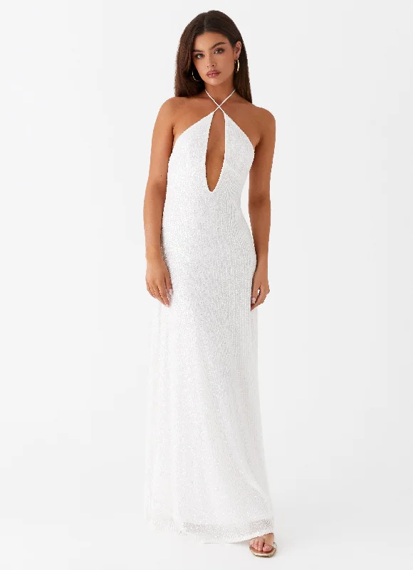 Latanya Sequin Maxi Dress - White