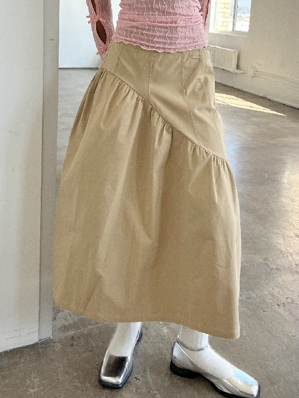 Maeve Midi Skirt - Toast Twill