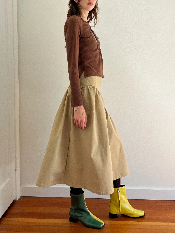 Maeve Midi Skirt - Toast Twill