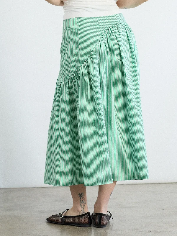 Maeve Midi Skirt - Green Stripe