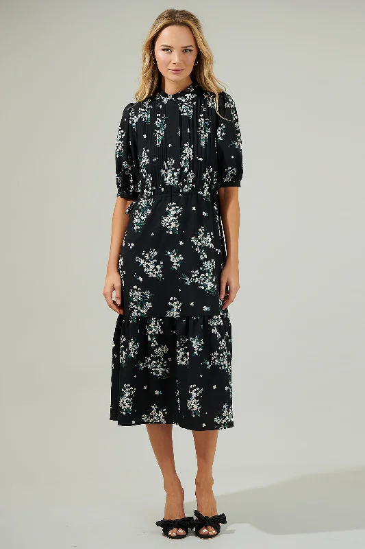 Magnol Floral Pleated Midi Dress