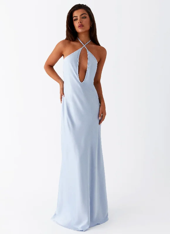 Noir Symphony Maxi Dress - Ice Blue