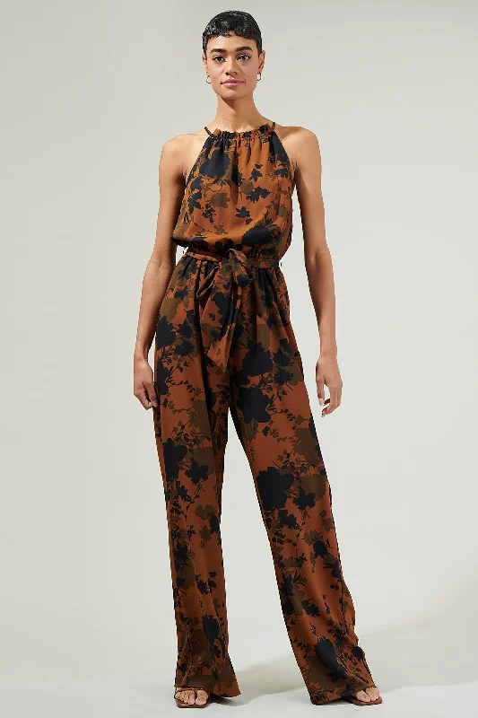 Sandy Floral Lighthearted Trapeze Jumpsuit