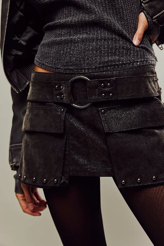 Suede Micro Mini Skort Black