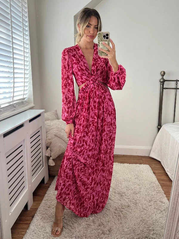 Tami Cut Out Maxi Dress / Pink Animal