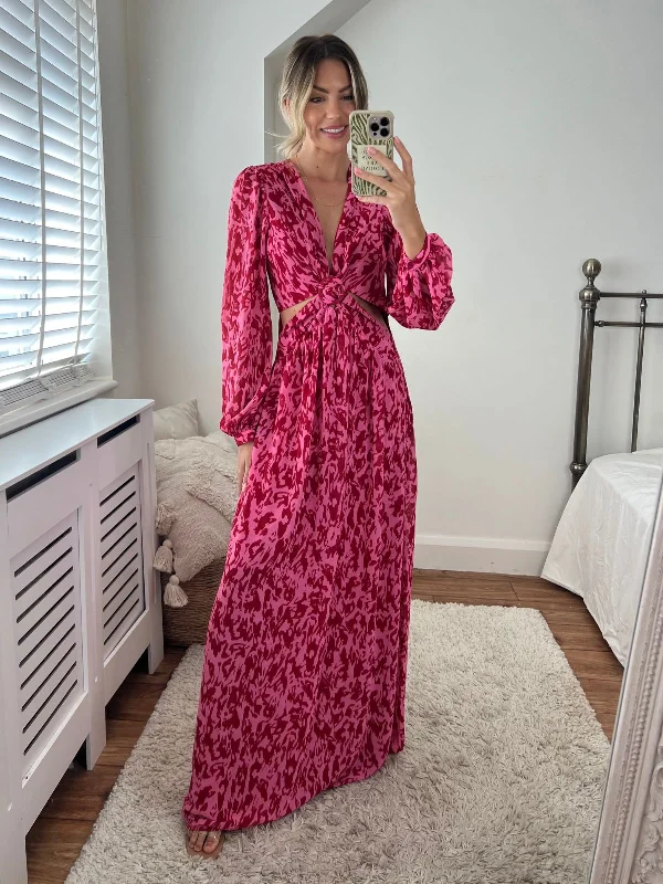 Tami Cut Out Maxi Dress / Pink Animal