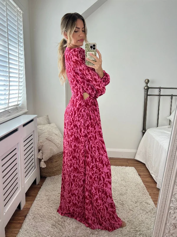 Tami Cut Out Maxi Dress / Pink Animal