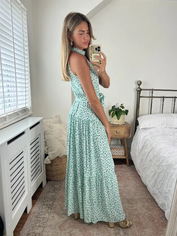 Willow High Neck Maxi Dress / Green