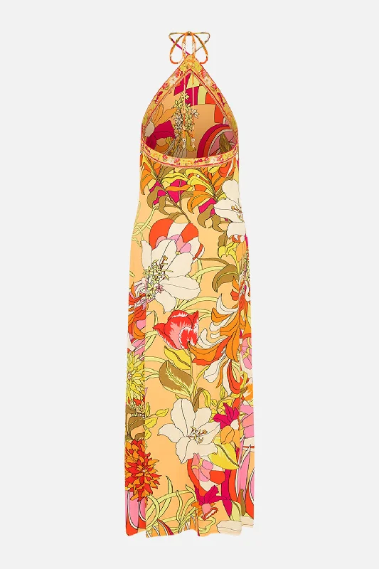 LONG JERSEY HALTER DRESS THE FLOWER CHILD SOCIETY