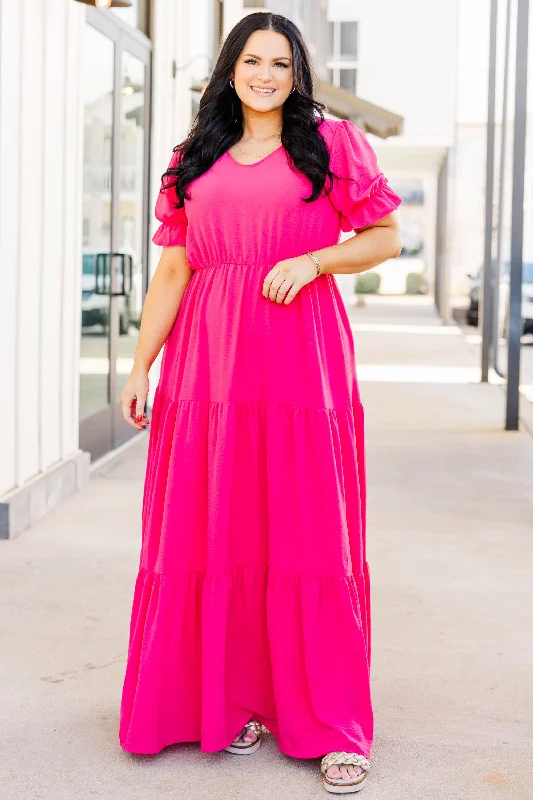 Kiss Like Honey Dress, Fuchsia