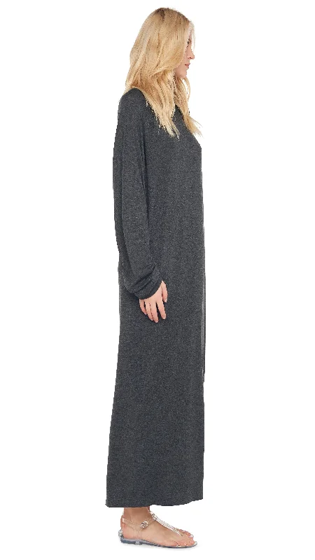 OS RAGLAN SLEEVE SIDE SLIT GOWN