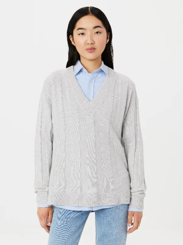 The Merino Wool Blend Sweater in Light Grey