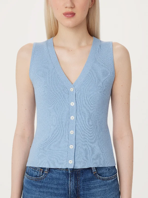 The Button Up Sweater Vest in Sky Blue