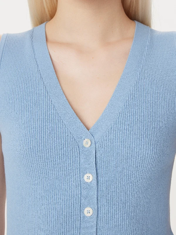 The Button Up Sweater Vest in Sky Blue