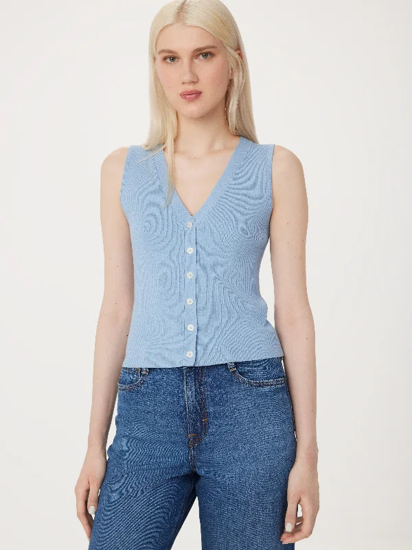 The Button Up Sweater Vest in Sky Blue