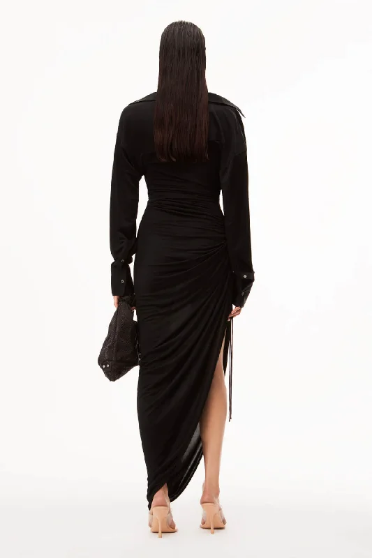 Alexander Wang Asymmetrical Cowl Neck Dress - Black