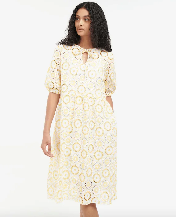 Barbour Womens Edis Dress - White/yellow