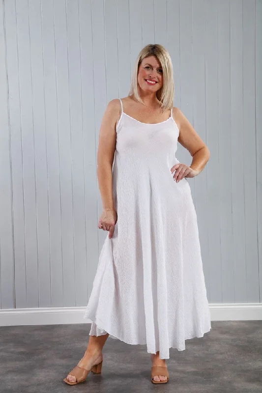 Cassie Crinkle Dress White