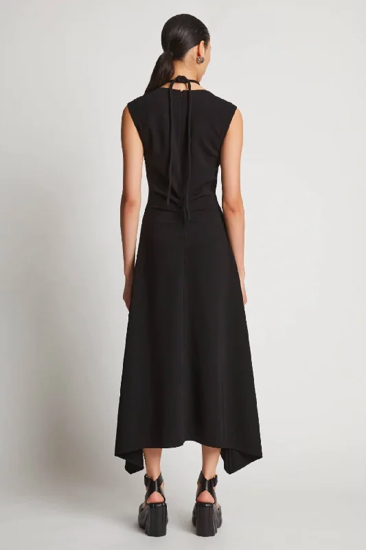 Proenza Schouler Matte Viscose Crepe A-Line Dress - Black