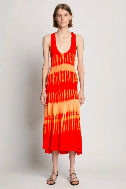 Proenza Schouler Viscose Knit Tie Dye Dress - Orange Multi