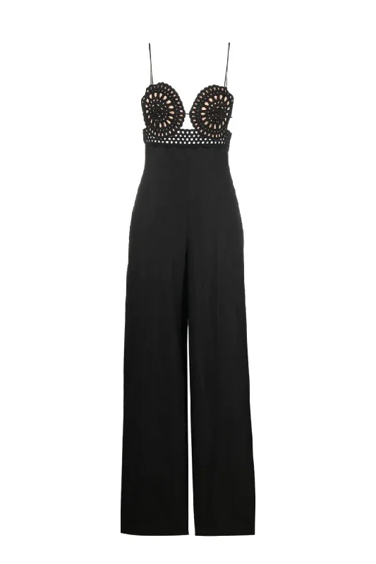 Stella McCartney Broderie Anglais Bustier Jumpsuit - Black