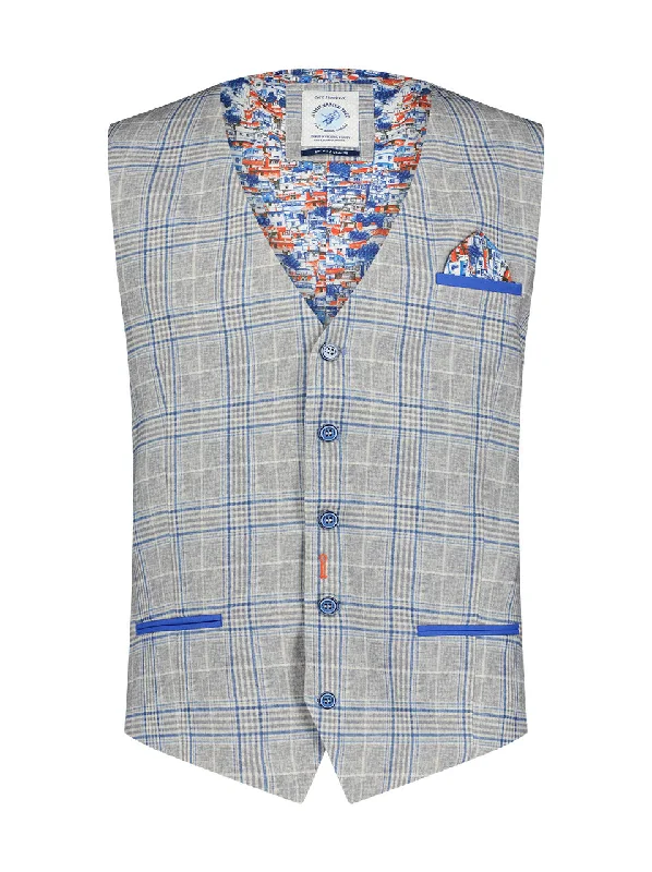 A Fish Named Fred - Blue Check Travel Waistcoat