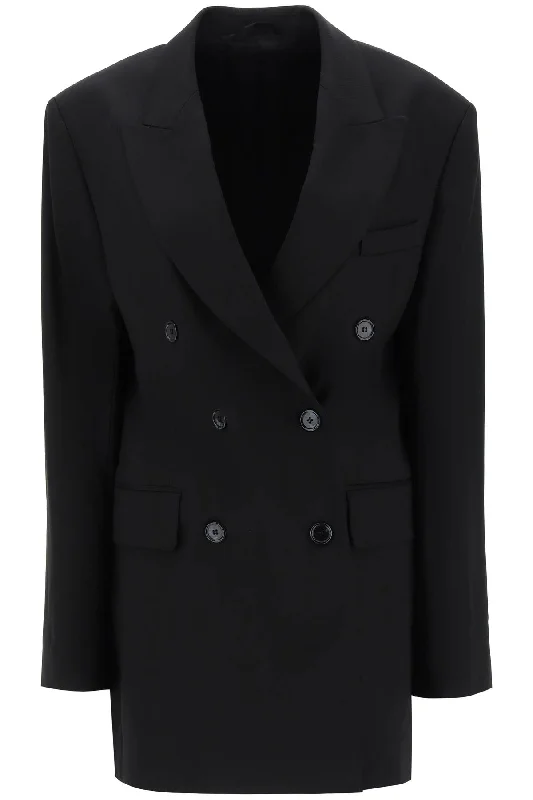 Acne studios double-breasted jacket in herringbone fabric AH0256 BLACK