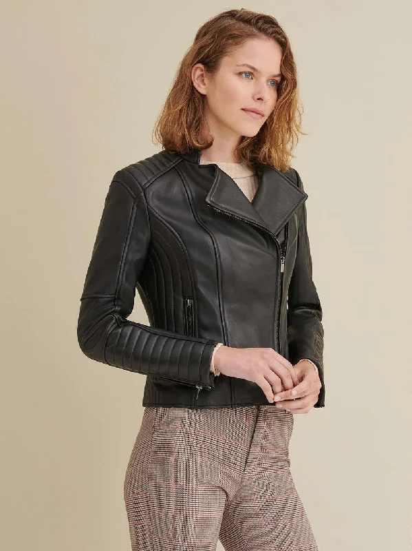 Alexis Quilted Leather Moto Jacket For Women