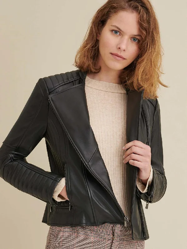 Alexis Quilted Leather Moto Jacket For Women