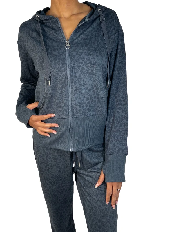 Apana Little Leopard Sweat Jackets Blue Moss