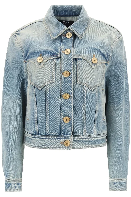 Balmain western denim jacket CF1TC130DE04 BLEU JEAN