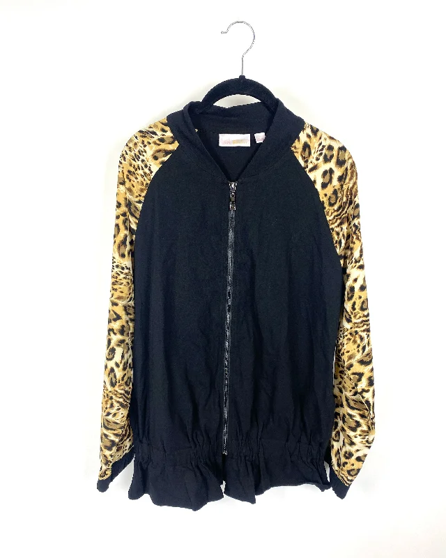 Black And Cheetah Print Jacket - Small/Medium