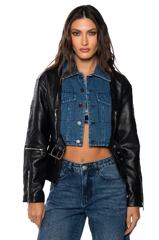 BEST OF BOTH WORLDS DENIM MOTO JACKET