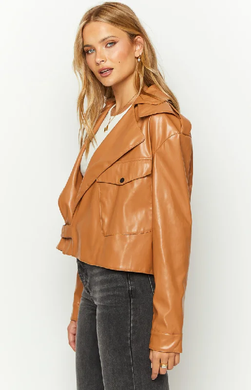 Blaze Bolt Tan PU Leather Jacket