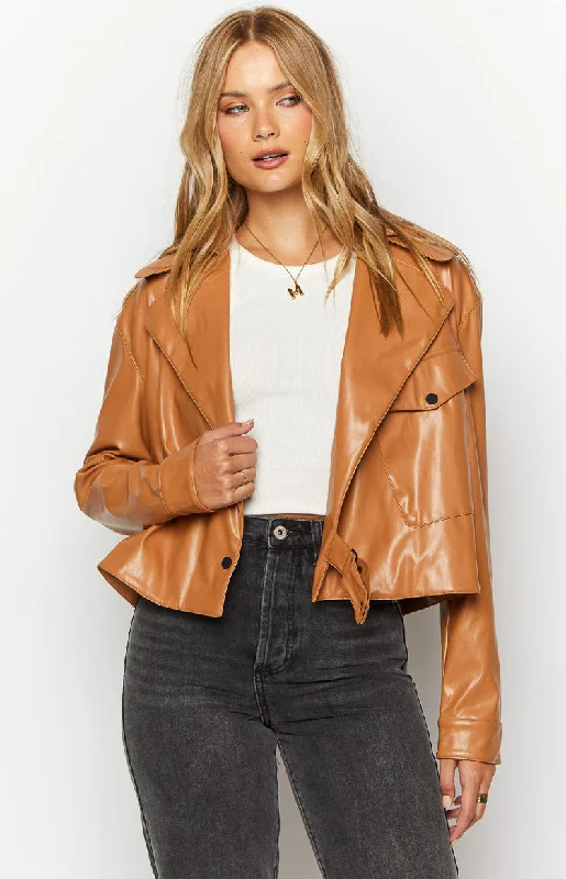 Blaze Bolt Tan PU Leather Jacket