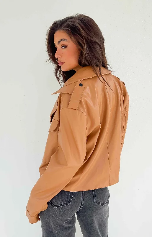 Blaze Bolt Tan PU Leather Jacket