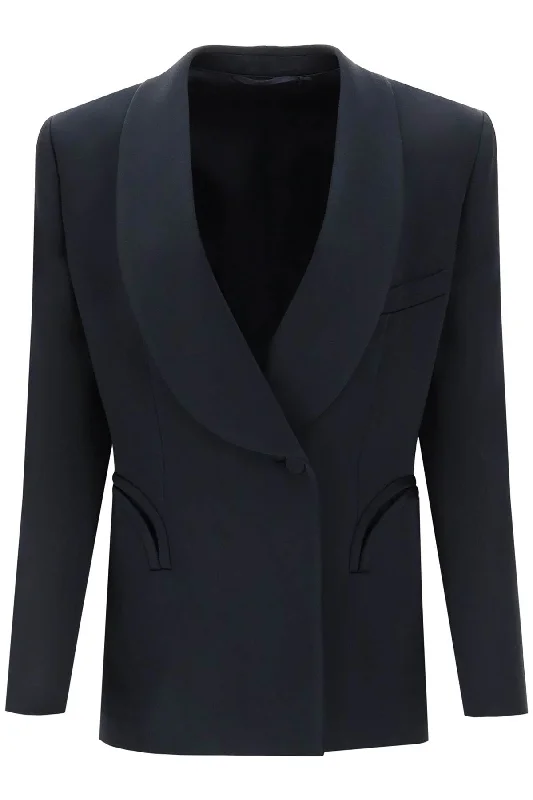 Blaze milano 'heart smoking novalis' double-breasted blazer in crepe satin HSD02 NO DARK NAVY