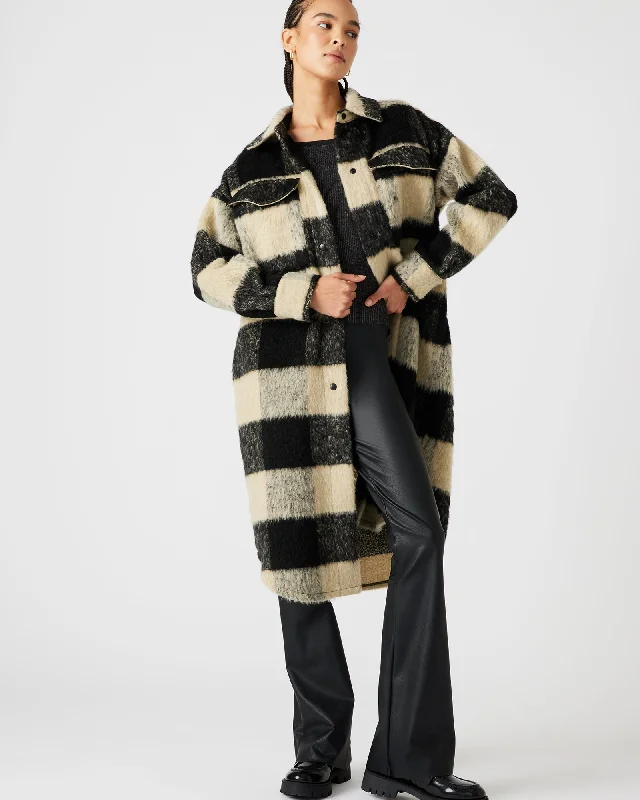 CHLOE PLAID COAT CREAM MULTI