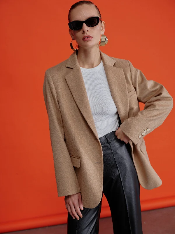 Boxy Wool Blazer in Camel