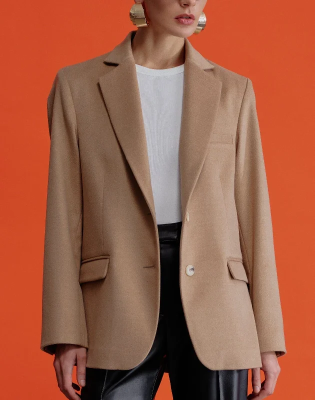 Boxy Wool Blazer in Camel